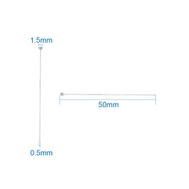 PandaHall 100 Stück Messing-Augennadeln Kopfnadeln Kugelkopfnadeln Ergebnisse Offene Augennadel für Ohrring Anhänger Schmuckherstellung Silber