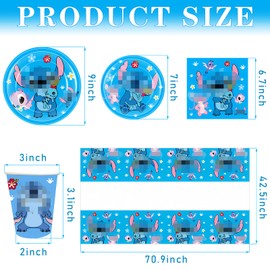 103 PCS Blue Birthday Party Supplies, Happy Birthday Party Decorations Includes Banner Hanging Swirls Balloons Cupcake Toppers Paper Plates Napkins Paper Cups and Tablecloth