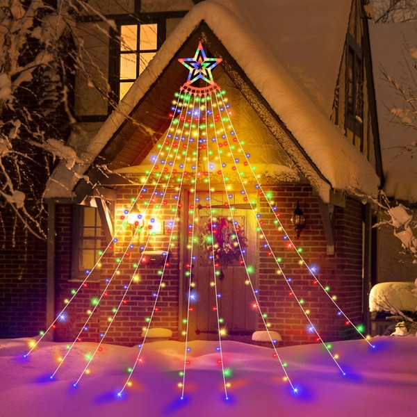 LED Illumination Lights Outdoor Waterproof LED String Lights 9 x 3.5M 350 Bulbs Christmas Ornament Lights Drapes Stars Christmas Tree Lights 8 Lighting Modes Timer Function Camping Garland Lights LED Illumination Lights Curtain Lights Fairy Lights for Ch