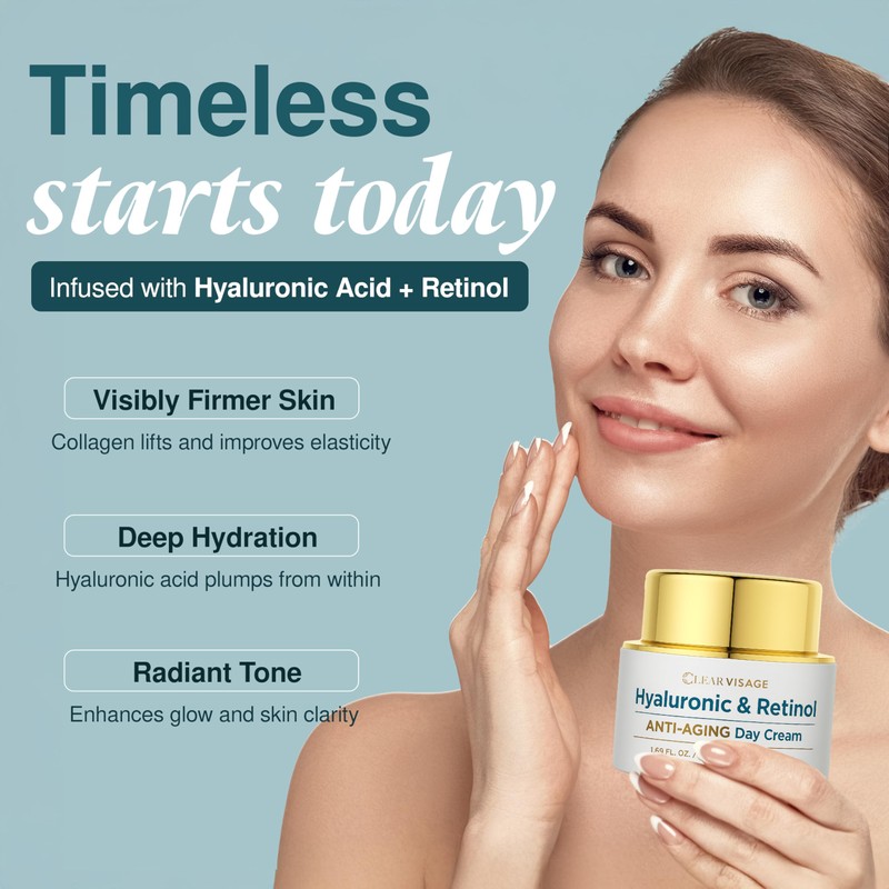 Clear Visage Hyaluronic Acid Moisturizer - Dermatologist Tested - Retinol
