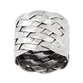 Silverly Women's Men's .925 Sterling Silver Entwined Plaited Braided Woven Wide Band Ring, J 1/2