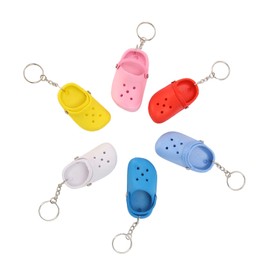 6pcs Mini Keychain,Shoes Keychain,Slipper Keychain Assorted Colors Soft Flexible Silicone Portable Hole Shoes Keychain For Christmas Bag Backpack Clothes