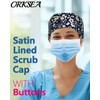 ORKSEA Satin Lined Scrub Caps with Buttons Sweathand Nurse Surgical