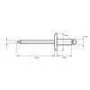 5mm x 18mm Large Flange Blind Pop Rivet Dome Head