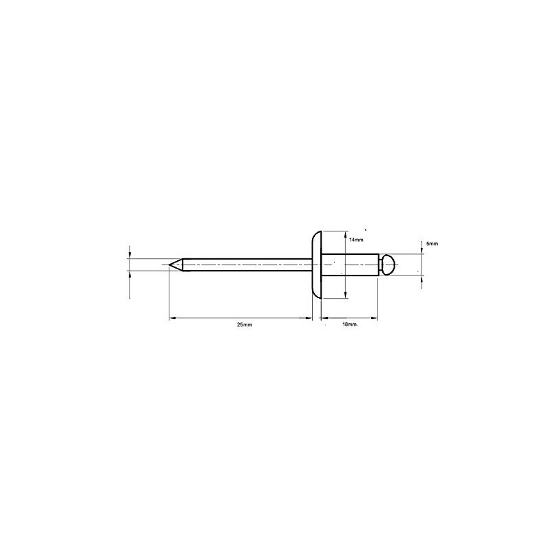 5mm x 18mm Large Flange Blind Pop Rivet Dome Head