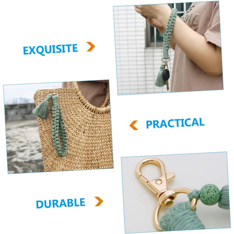 Llaveros De Macramé Para Mujer Pulsera De Muñeca Con Accesorio
