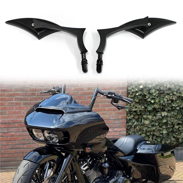 Black Motorcycle Sportster Mirrors for Harley Road King Street Electra Glide Road Glide Dyna Softail Rearview 1982-2018 2019 2020
