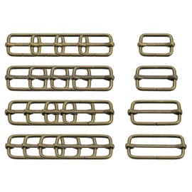 sourcing map Sliding Buckles Metal Rectangle Adjuster Triglides Sliding Buckles Roller Pin Buckles Strap Adjuster for, Bronzetone