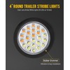 Partsam 4x 4 Inch Round Amber White Strobe Lights Dual