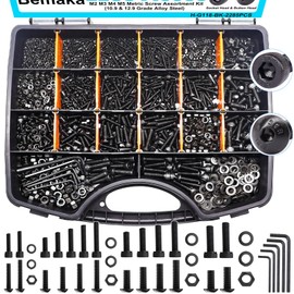 Bemaka 2285PCS M2 M3 M4 M5 Metric Screw Assortment Kit, Socket Head & Button Head Metric Screws and Nuts Set, 10.9 & 12.9 Grade Alloy Steel Machine Screws for 3D Printing