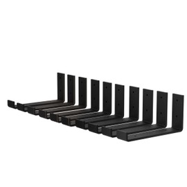 Wallniture Forte 7.25 inch, 6 Pack, Black Shelf Bracket for DIY Floating Wall Shelves, Metal Heavy Duty J Brackets