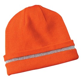 Cornerstone Men's Enhanced Visibility Beanie One Size Safety Orange/Reflective