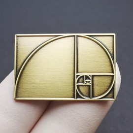 Golden ratio Metal Lapel Pin Fibonacci digital graphic badge brooch for backpack and coat, Metal, no gemstone