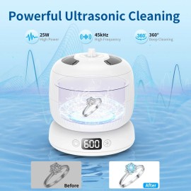 Unbranded Ultrasonic UV Cleaner for Dentures, Retainer, Mouth Guard, Aligner,45kHz 190ML