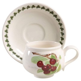 Portmeirion Pomona Romantic Footed Cup & Saucer Set w/Laurel