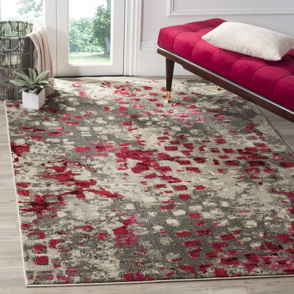 SAFAVIEH Monaco Collection MNC225R Boho Chic Abstract Watercolor Non-Shedding Living