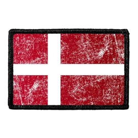 Denmark Flag - Color - Distressed | Hook and Loop Attach for Hats, Jeans, Vest, Coat | 2x3 in | by Pull Patch