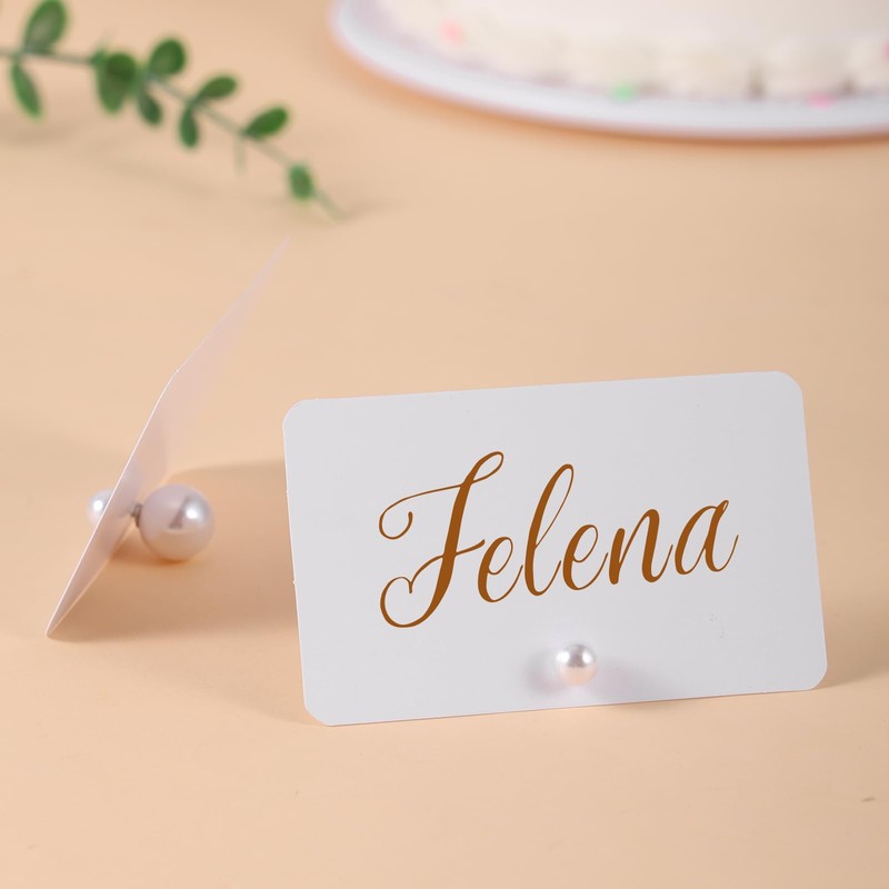CebraBounze 30 Pcs Decorative Pearl Place Card Holders Bulk, Elegant