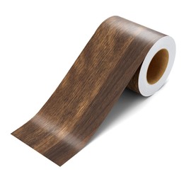 Wallink 3"×590" Peel and Stick Wood Grain Wallpaper Border Brown Wood Grain Mirror Border Walnut Wood Wallpaper Border PVC Bathroom Mirror Frame Stickers Repair Tape Waterproof Floor Baseboard Trim
