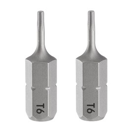 HARFINGTON T6 Torx Screwdriver Bit 1/4" Hex Shank 25mm Length 2pcs | 1" Length Magnetic Star 6 Point Head S2 Steel Screw Driver Bit