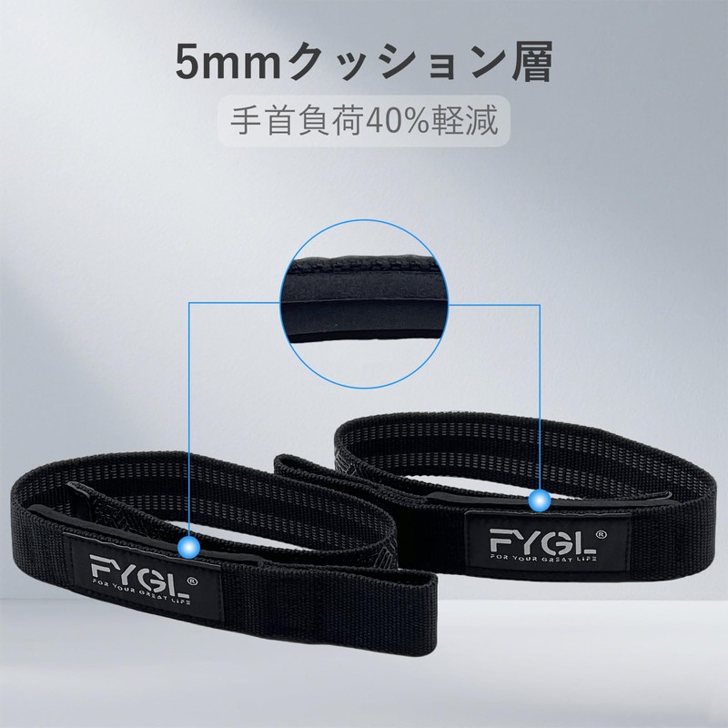 FYGL Wrist Straps for Strength Training, Black - Double Layer