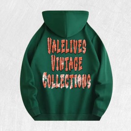 Valelives Vintage Collections Graphic Hoodie 100% Cotton US Warehouse 6 ColorsColor: Army Green, Size: Xl