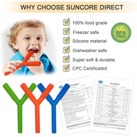 Hollow Teething Tubes Toys for Babies Girls Boys, 5 Pack Silicone Baby Teether Toy Tube for Infants with Nursing Biting Chewing, Chew Straws for Toddlers 6-12 Months (Style C)