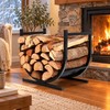 Firewood Log Holder for Indoor Fireplace Storage – Black Metal