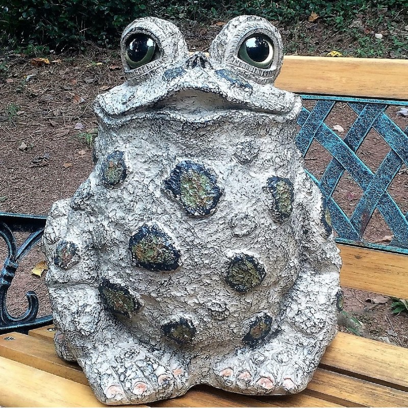 SUNGUARD Whimsical Toad Hollow Tall Stretch Large Garden Frog Statues-Natural