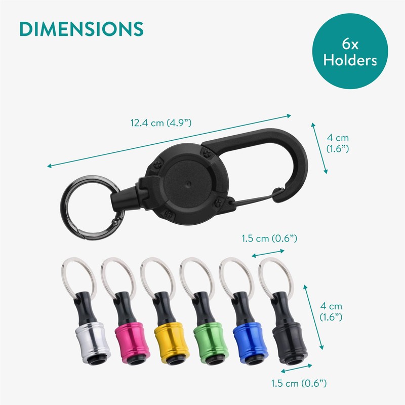Navaris Drill Bit Holder Set with Retractable Carabiner - for