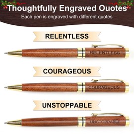 Fancy Wooden Pens Set with Box Congratulations Gift for Women Men New Job Promotion Gift for Coworkers Boss Lady Office Business Pen Gift Nice Positive Writing Pens Journaling Luxury Engraved Pens