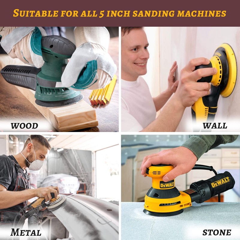 BOZILY 50 Pcs Sanding Discs, 125mm 8 Holes 5 Inch