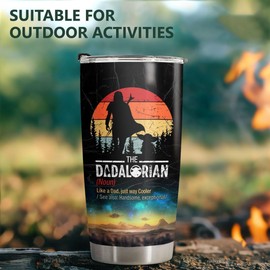 Christmas Gifts for Dad, Dadalorian Tumbler with Lid 20 oz Stainless Steel, Dadalorian Cup, Star Movie Gifts for Men, Dad Birthday Gifts