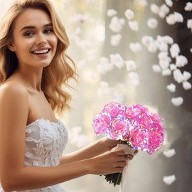 N&T NIETING 16Pcs Galaxy Rose Red Colorful Artificial Flower Gifts for Women Mom Sister Wife Daughters Gifts Forever Rose Gifts for Anniversary, Rainbow Roses Gift for Her, Wedding, Birthday, Pink