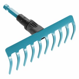Gardena combisystem rake: garden rake for floor work such as cleaning, roughening and leveling, working width 18.5 cm, 10 teeth, for combisystem stems, stem recommended length of 130 cm (3185-20)