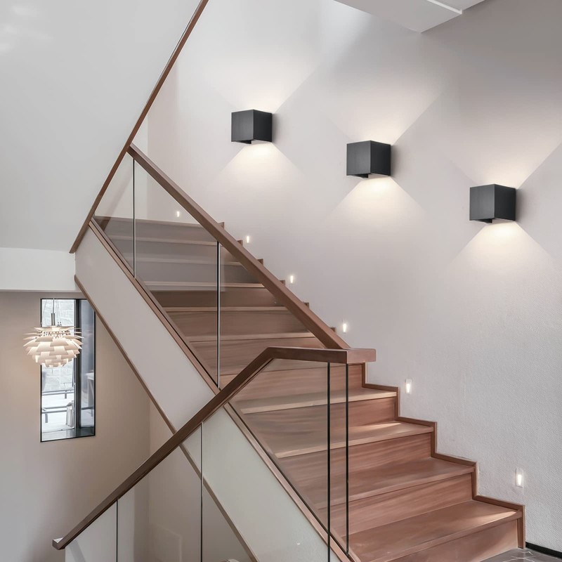 Mille Lucciole 12W 4Pack Outdoor Wall Lights Exterior/Interior,LED Black Outdoor