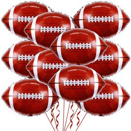 18 Inch Rugby Balloons 10 Pack Helium Mylar Football Balloons for Tailgate Game Day Rugby Sports Theme Supplies Birthday Party Decorations