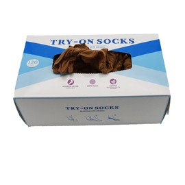 Disposable Socks One Time Use Ankle Hygienic NYLON Sox For Shoes Try Box (1 Box, Beigh)