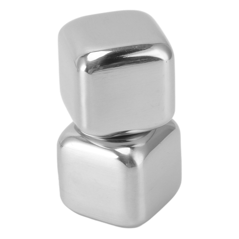 4Pcs Stainless Steel Ice Cubes Reuseable Polishing Beverage Chilling Stones