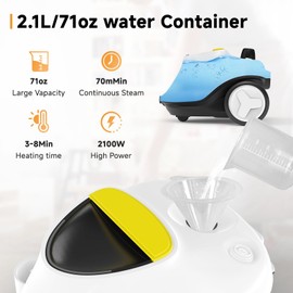 Steam Cleaner, with 27 Accessories, 2000W Portable Household Steamer, with 2.1L Tank and 6M Extra-Long Power Cord for Floor Cleaning,Tile, Carpet, Furniture, Upholstery, Grout, Kitchen, Car (white)