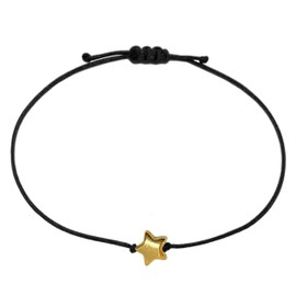 Selfmade Jewellery ® Star Bracelet / Lucky Charm Bracelet With Stars, Ladies, Girls, Women, Handmade, Base Metal, Gold - Black