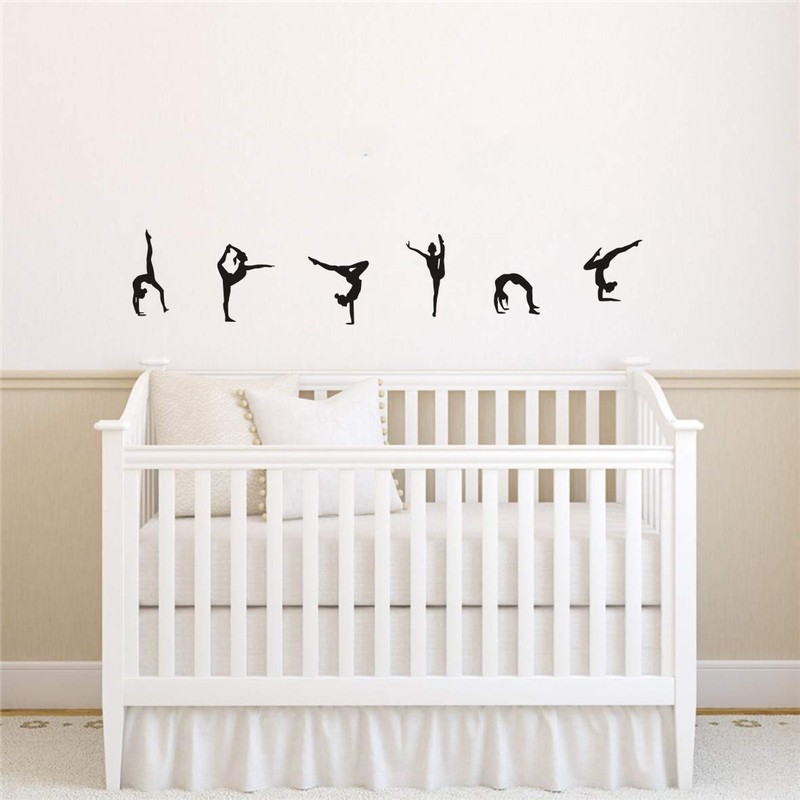 Six Dance Girls Gymnastics Wall Sticker Sport Vinyl Art Wall