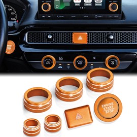 DvlynAuroa Accessories for Honda Civic 2022-2025 & Accord/CRV/HRV/Acura Integra 2023-2025 -A/C, Radio, Warning Light, Push Start Button Knob Cover/Ring (7-inch Screen, Orange)