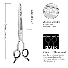 HASHIMOTO Straight Eraser Dog Grooming Scissors, 23 Teeth,7.0 Inch,80% Thinning Rate,Light Weight, Designed for Bulking off Coat Quickly.