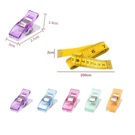 60PCS Sewing Clips with Soft Tape Measure for Quilting Crafting,Quilting Clips,Craft Clips,Plastic Clips for Crafts,Plastic Clip for Crafts，Wonder Clips