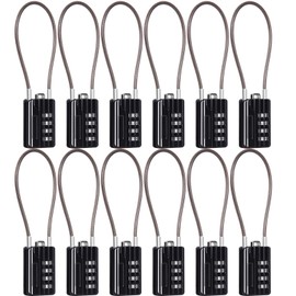 SEPOX® Versatile 12-Piece Resettable 4-Digit Combination Travel Lock Luggage Set – Own Password Set-Up, Extra Long Anti-Cut Vinyl Steel Cable, Ideal for Suitcase, Backpacks, Gym Lockers - Black