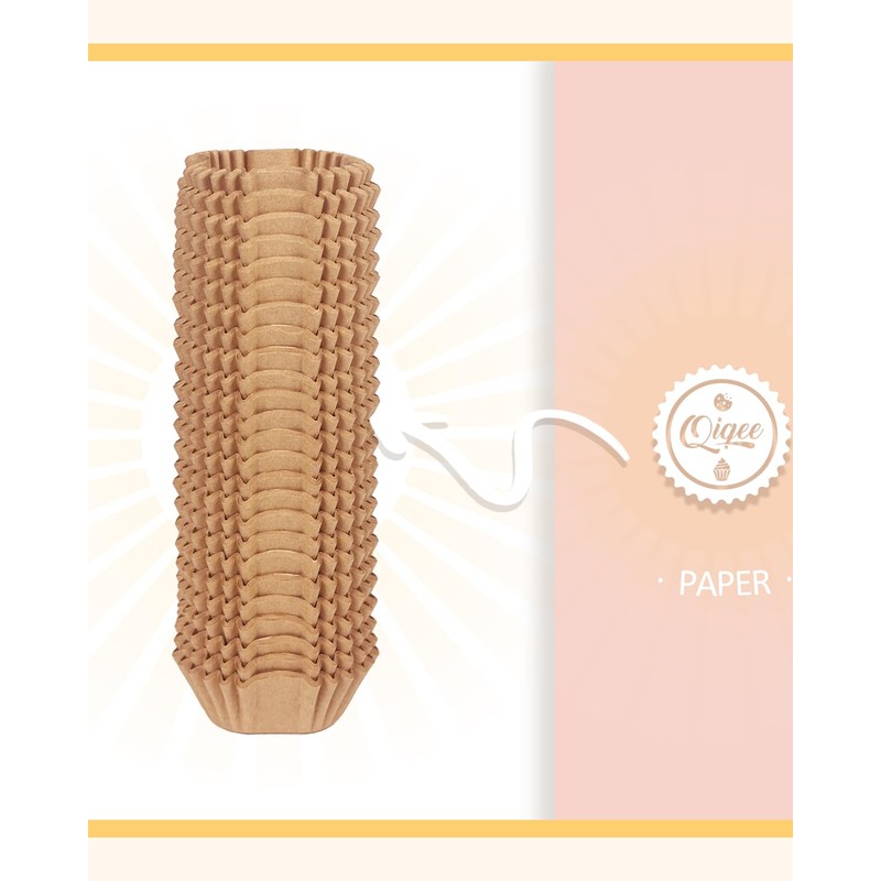 qiqee Square 300-Count Brown Cupcake Liners Muffin Linner No Smell,