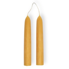 Candlestock Beeswax Taper Candles – Standard 7/8" Diameter, Pure 100% Natural USA Beeswax, Cotton Wick, Dripless, Long-Burning, Handmade in Woodstock, NY- 6 Inches - 1 Pair (2 Candles) - Natural