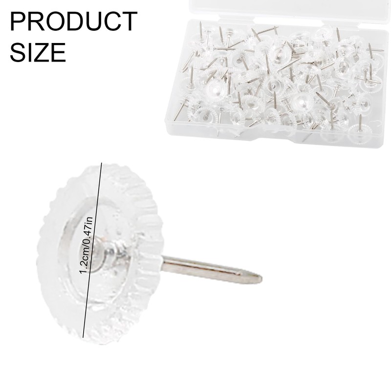 100pcs Clear Studs, Plastic Push Pins, Thumbtacks, Flat Push Pins