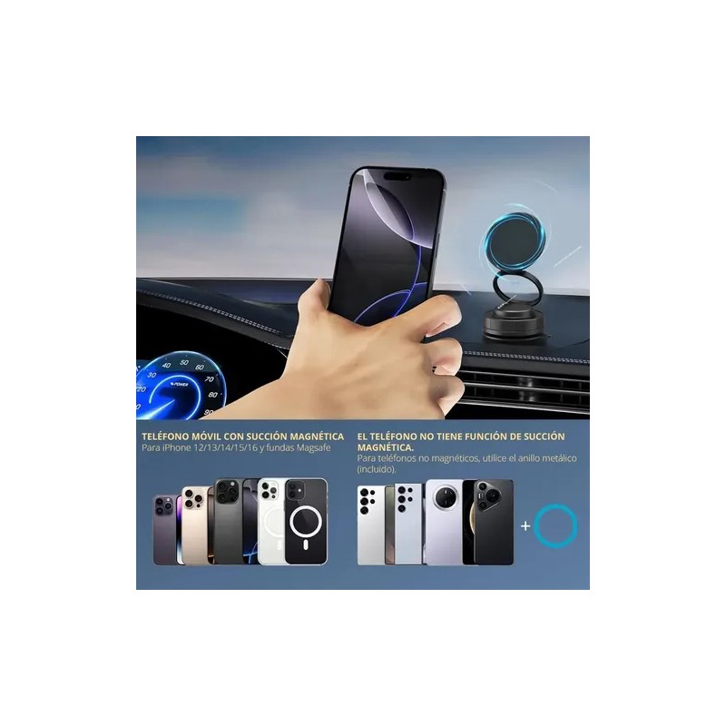 Soporte Para Celular Magnético Con Ventosa, Gira 360 Grados